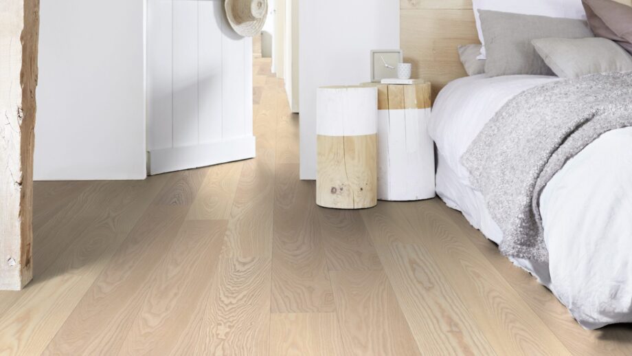 Parquet Tarkett, Shade, Ash Linen White Plank, 1-strip, 2 sides bevelled, Proteco Natura mat lacquer