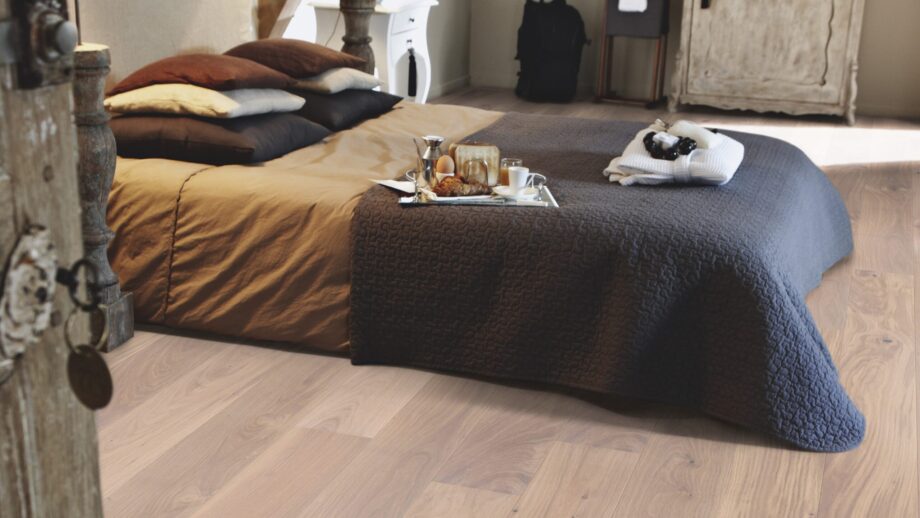 Parquet Tarkett, Shade, Oak Satin White Plank, 1-strip, 2 sides bevelled, Proteco Hardwax Oil