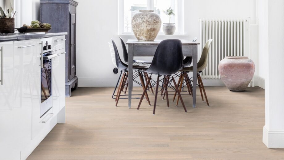 Parquet Tarkett, Shade, Oak Cotton White DuoPlank, 2-strip, stained, Proteco Natura mat lacquer