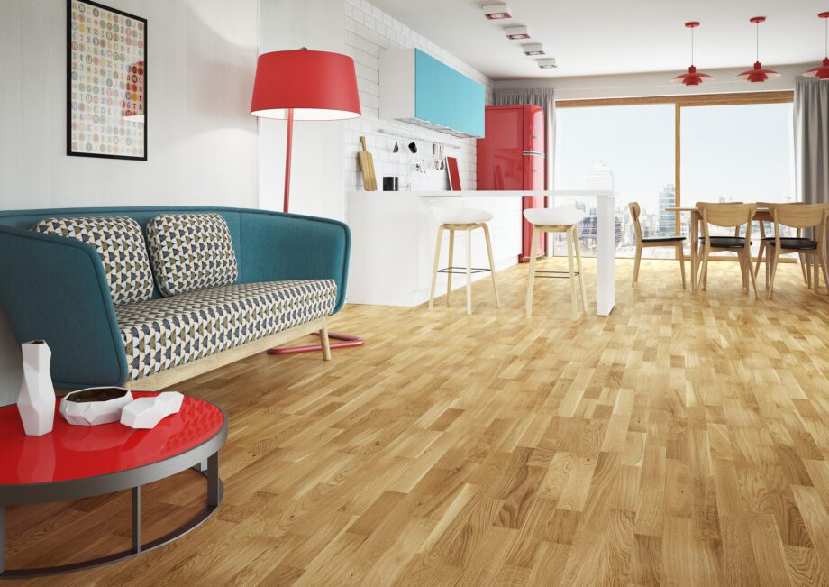 Parquet Oak, Molti Azure Window, 3-strip, matt lacquer