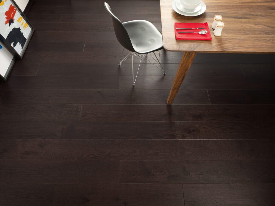 Parquet Oak, Grande Affogato, 1-strip, beveled, brushed, stained, matt lacquer