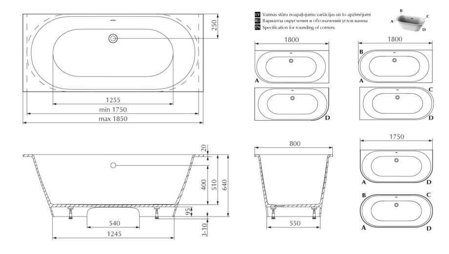 Bathtub PAA VARIO GRANDE cast stone