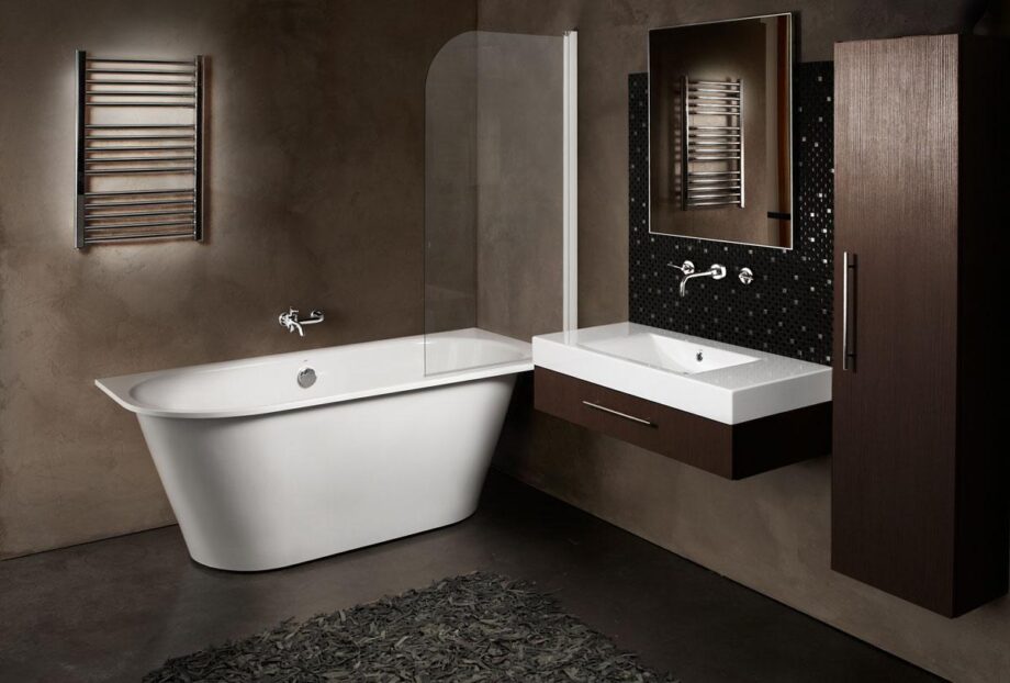 Bathtub PAA VARIO GRANDE cast stone, with 1 rounded corner