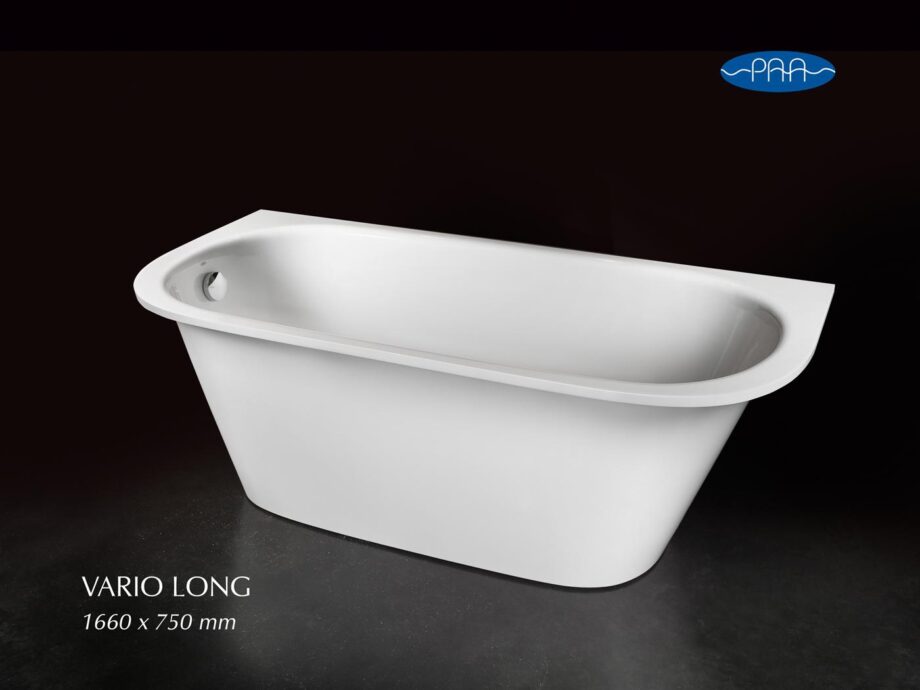 Bathtub PAA VARIO LONG cast stone, with C,B rounded corners