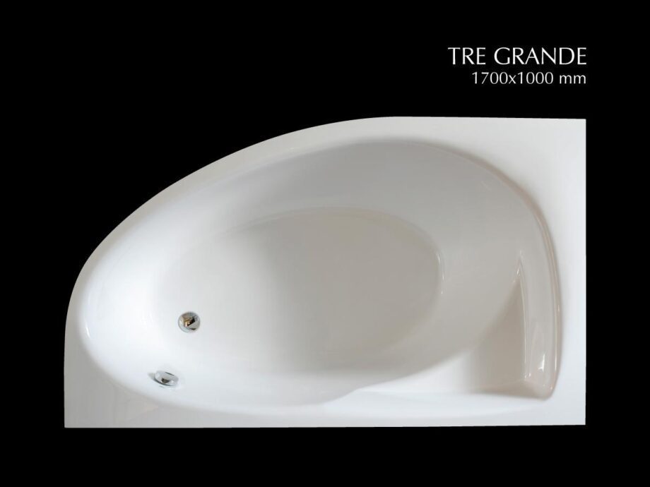 Bathtub PAA TRE GRANDE cast stone right side corner bathtub