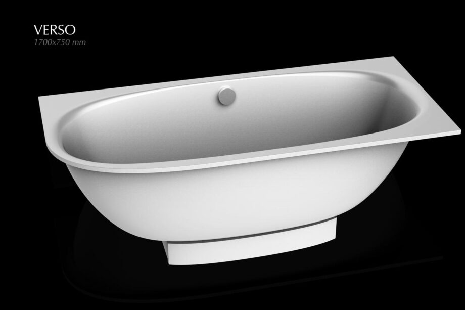 Bathtub PAA VERSO cast stone bathtub with panel + 1 rounded corner A