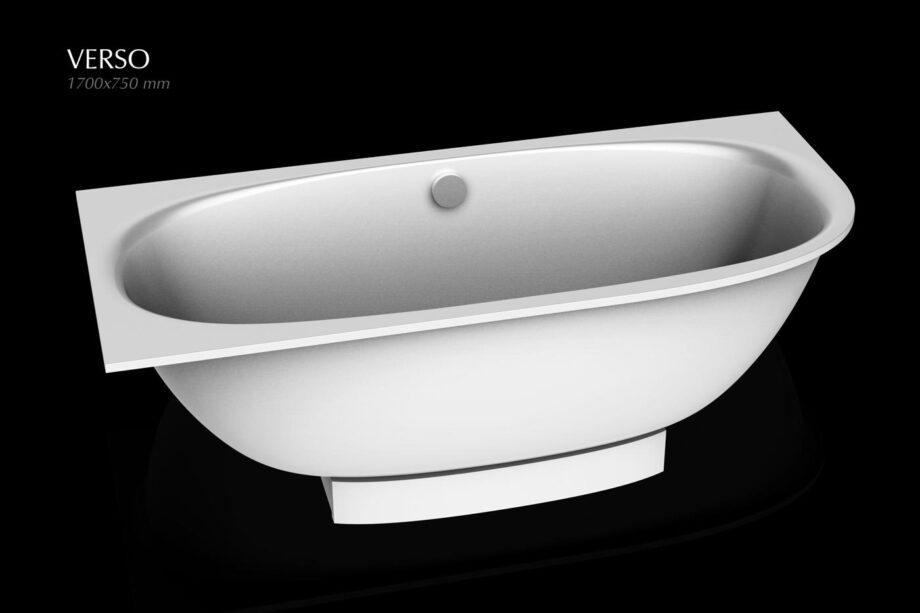 Bathtub PAA VERSO cast stone bathtub with panel + 1 rounded corner D