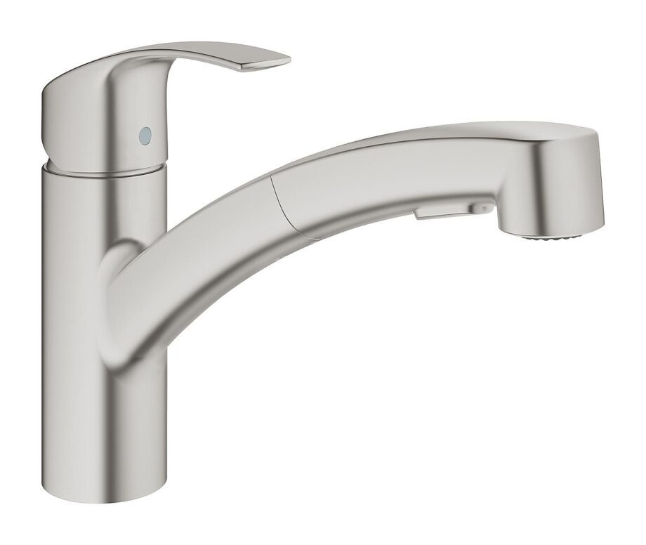 Single Lever Kitchen Mixer with Pull-Out Spray Grohe Eurosmart OHM, supersteel