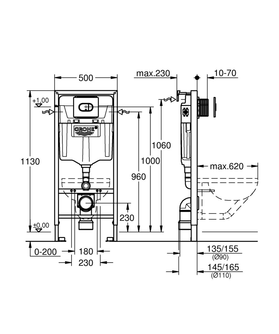 Mounting element for WC flushing cistern GROHE