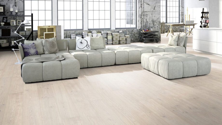 Parquet Meister Limed white oak lively, brushed, 1-strip, matt lacquered