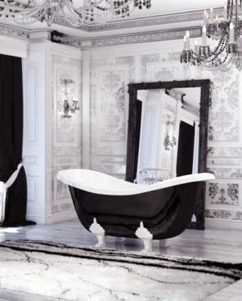 Bath Vispool Impero black and white with white legs