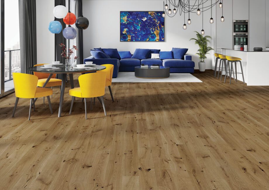 Parquet Oak, Medio Azores, 1-strip, beveled, stained, brushed, natural oil