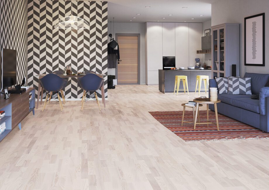 Parquet Ash, Molti Severn, 3-strip, stained, matt lacquer