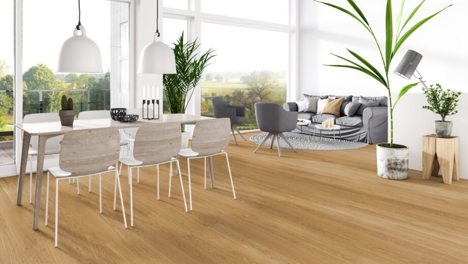 Parquet Tarkett, Pure, Oak Nature MidiPlank, 1-strip, 2 sides bevelled, Proteco Natura mat lacquer