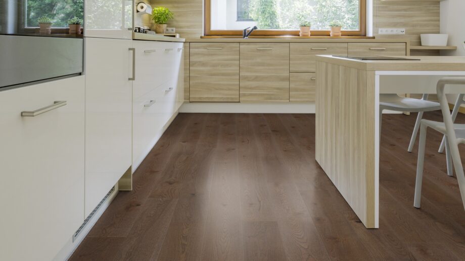 Parquet Tarkett, Shade, Oak Italian Brown Plank, 1-strip, brushed, 2 sides bevelled, Proteco Natura mat lacquer