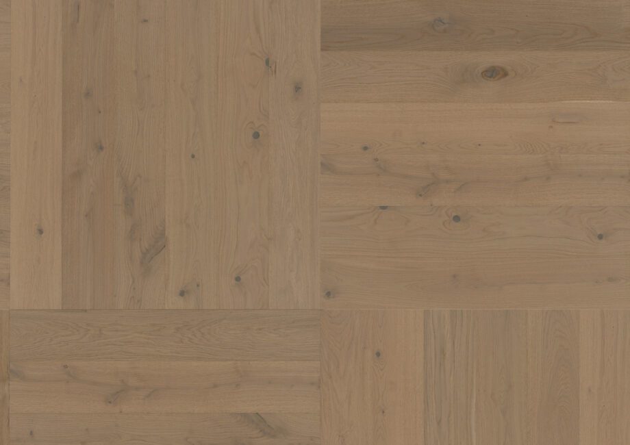 Parquet Oak, ter Hürne, Oak ochre brown, brushed, beveled, extra matt lacquered