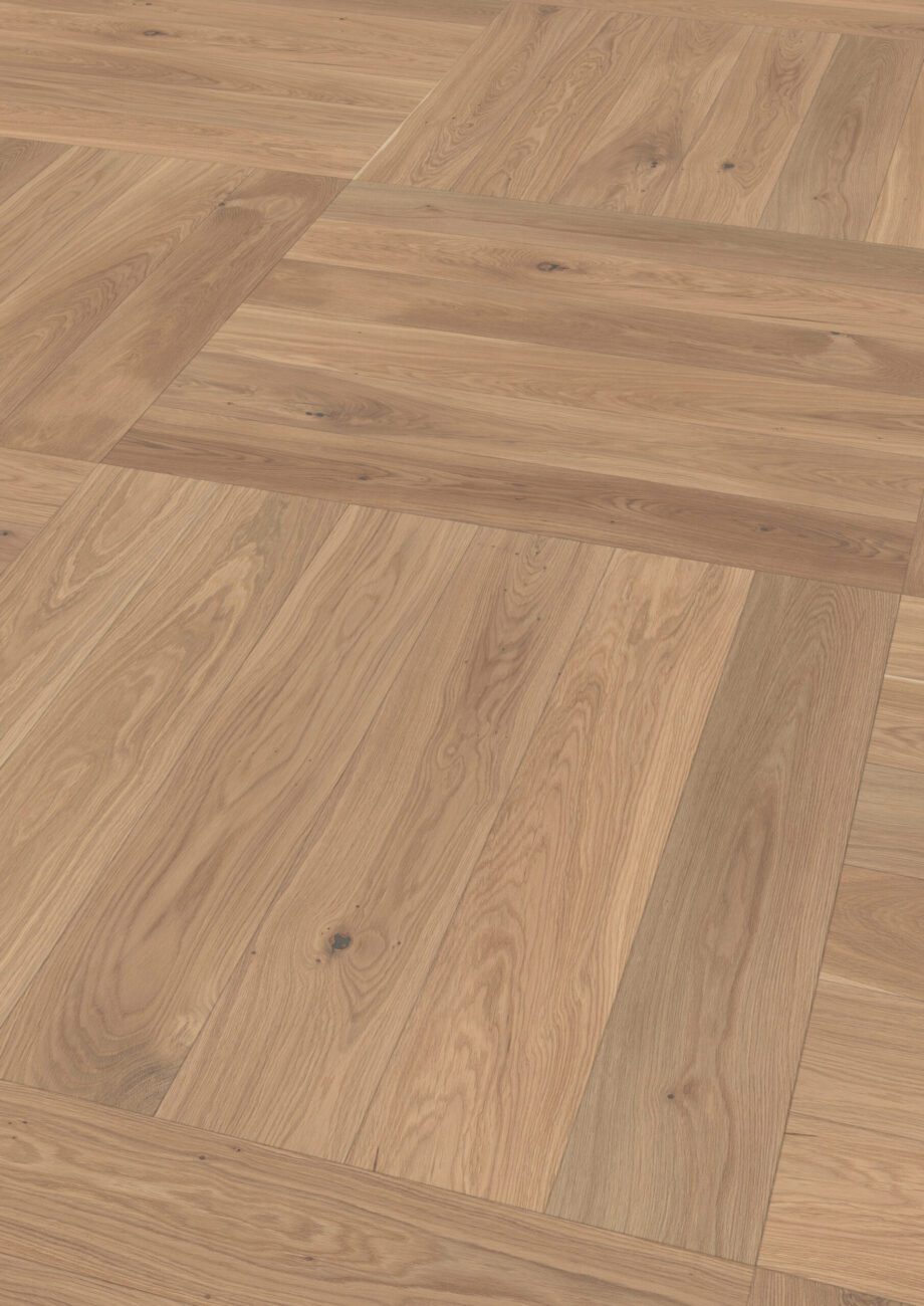 Parquet Oak, ter Hürne, Oak light beige, brushed, beveled, natural oil-treated