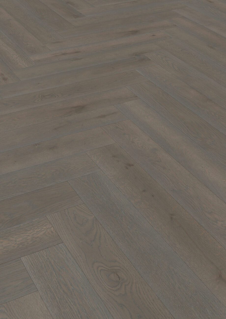 Parquet Oak, ter Hürne, Oak azure brown, herringbone, brushed, beveled, natural oil-treated