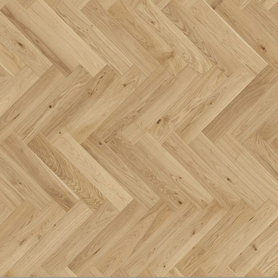 Herringbone parquet oak, Tarkett, Segno Oak, brushed, beveled, hardwax oil, left modular