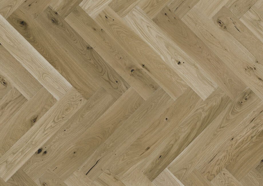 Parquet Oak, Toffee, 1-strip, beveled, brushed, stained, natural oil, herringbone, click