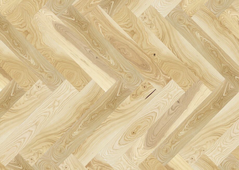 Parquet Ash, Auric, 1-strip, beveled, matte lacquer, herringbone, click