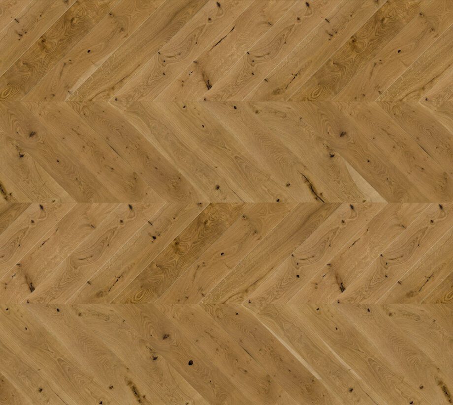 Parquet Oak, Mainland, 1-strip, beveled, brushed, matte lacquer, french herringbone