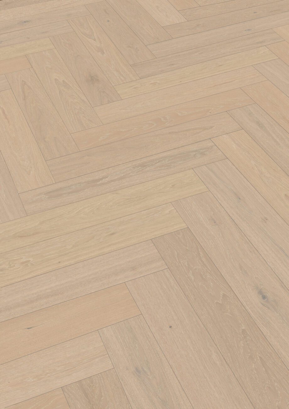 Herringbone parquet Meister Lindura Classic Champagne Oak, brushed, ultra matt lacquered