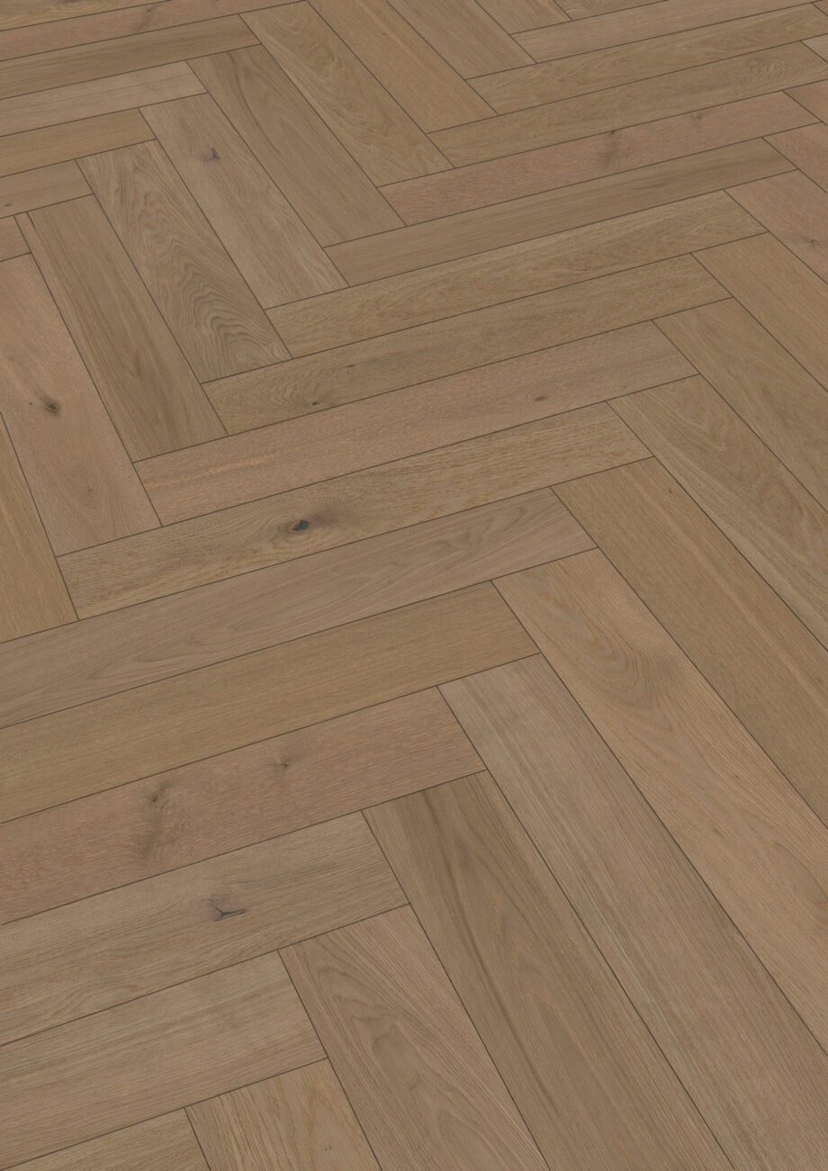 Herringbone parquet Meister Lindura Classic Greige Oak, brushed, ultra matt lacquered