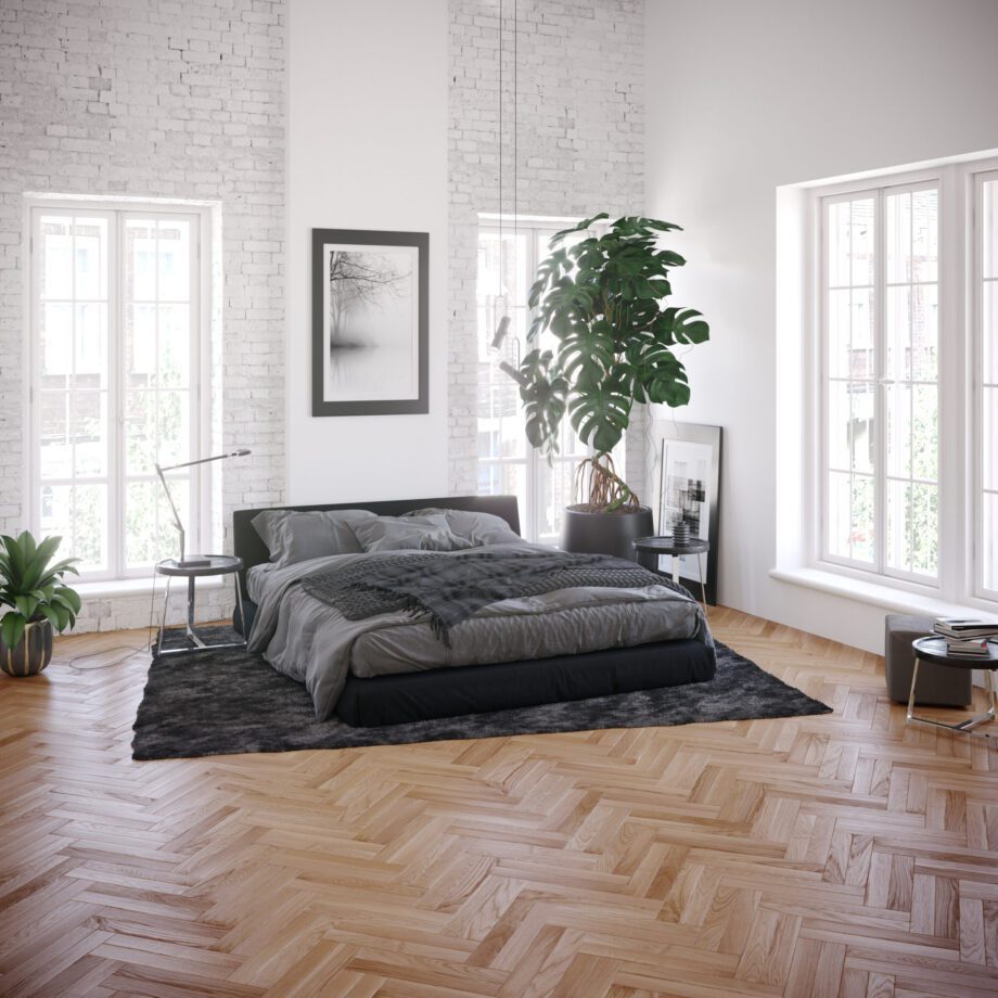 Strip parquet / herringbone parquet oak gestreift, beveled 4 sides, oiled