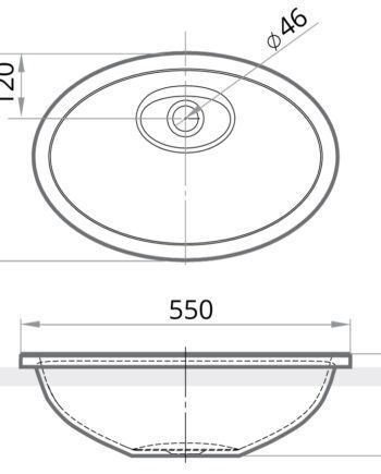 Washbasin PAA OVO IN matt Silkstone drop-in, without overflow