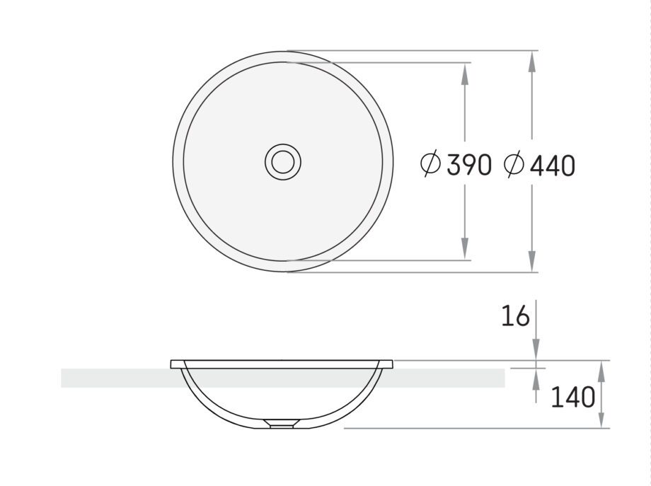 Washbasin PAA ROUND IN matt Silkstone, drop-in, without overflow