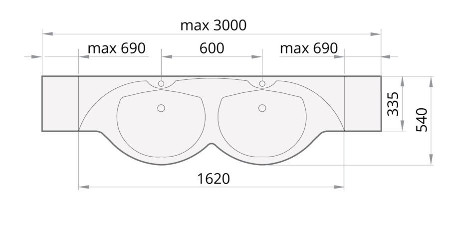 Washbasin PAA BETA DUO cast stone 1620-2000 mm