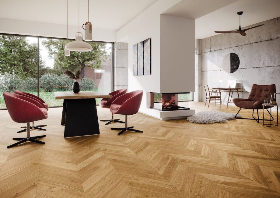 Parquet Oak, Bright, 1-strip, beveled, brushed, natural oil, french herringbone – 2