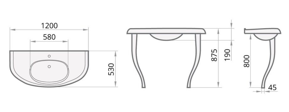 Washbasin PAA VICTORIA in Cast Stone with legs – 3
