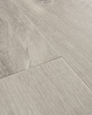 Vinyl parquet SPC Quick Step canyon oak grey with saw cuts alpha small planks, beveled