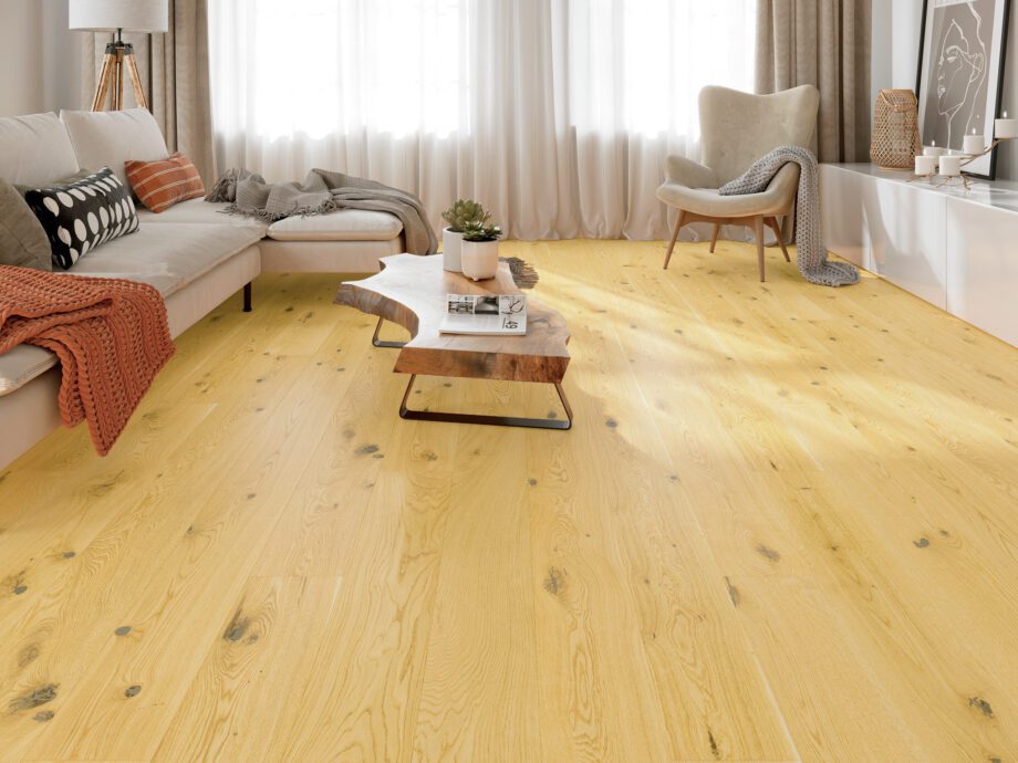 Parquet oak, rustic, 1-strip, brushed, beveled, extra mat lacquer 5%