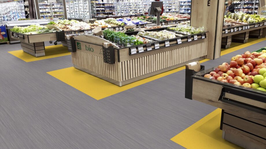 Linoleum floor Gerflor Lino Art Flow 0050 Grey Line