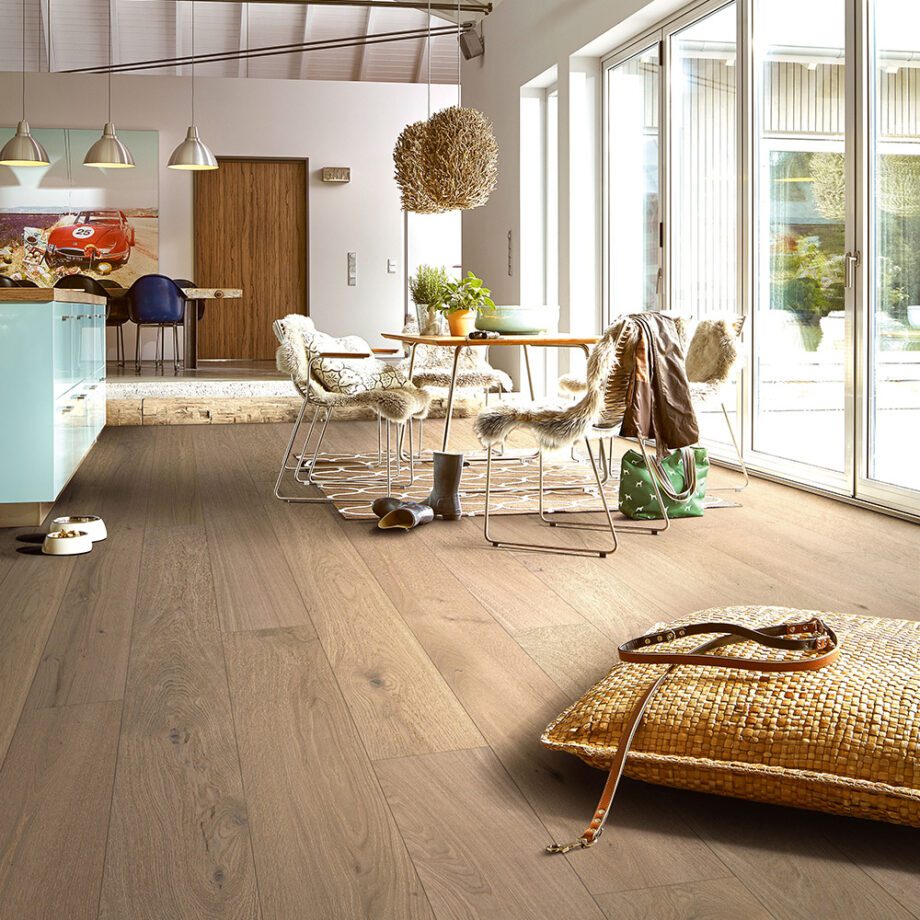 Parquet Meister Lindura Greige Oak lively brushed 1-strip matt lacquered 8938