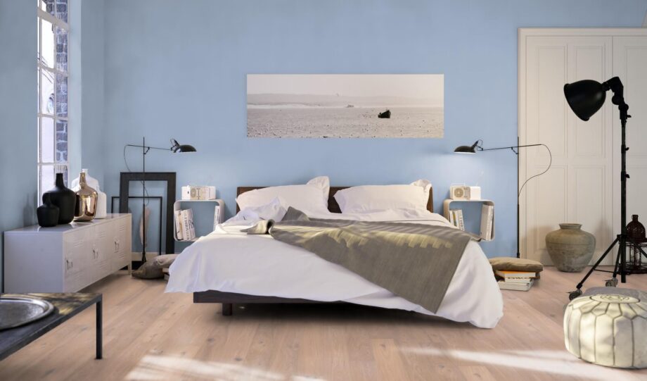Parquet Oak Rustical 1-strip beveled brushed white oiled 148mm – 13