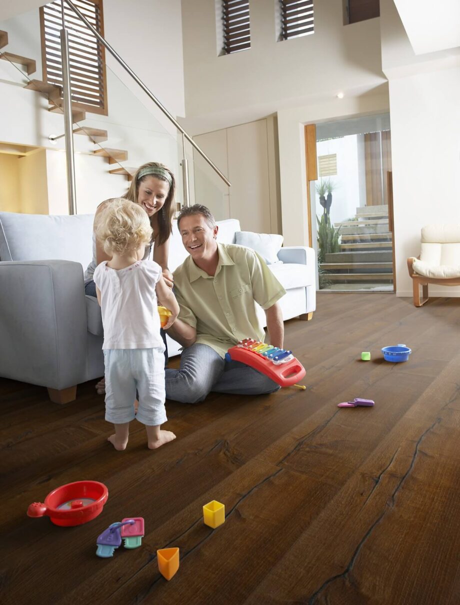 Parquet Trinity Smoked Oak Rustical beveled deep brushed oiled 305mm