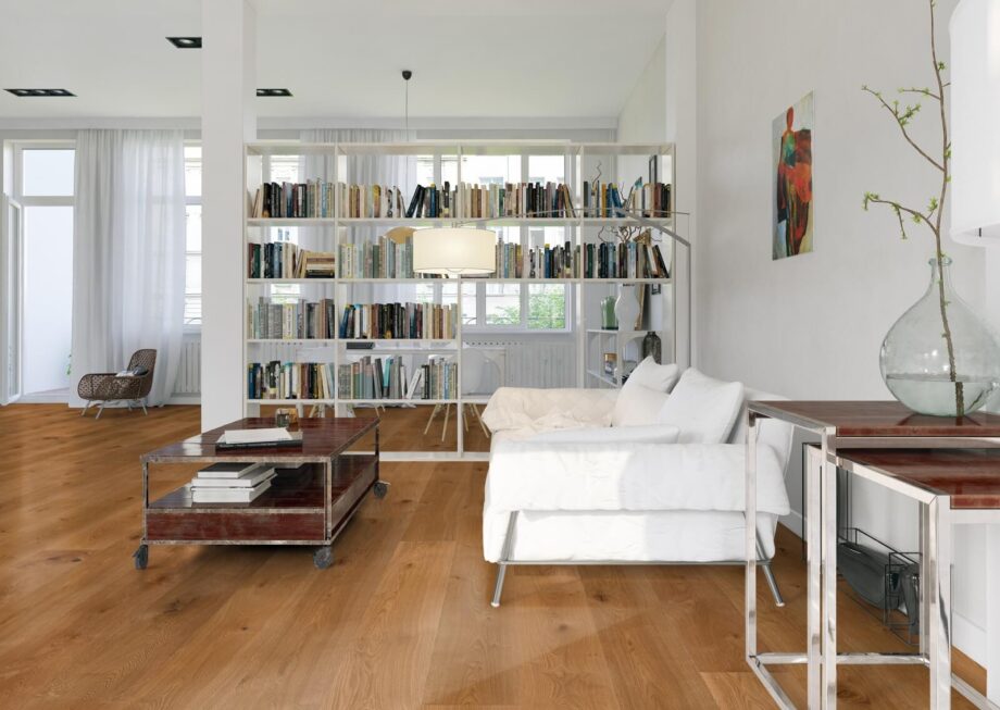 Wood parquet Trinity Oak Rustical 1-strip beveled deep brushed oiled