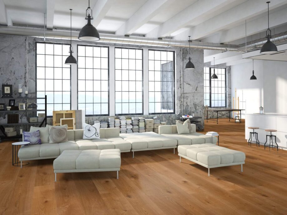 Wood parquet Trinity Oak Rustical 1-strip beveled deep brushed oiled