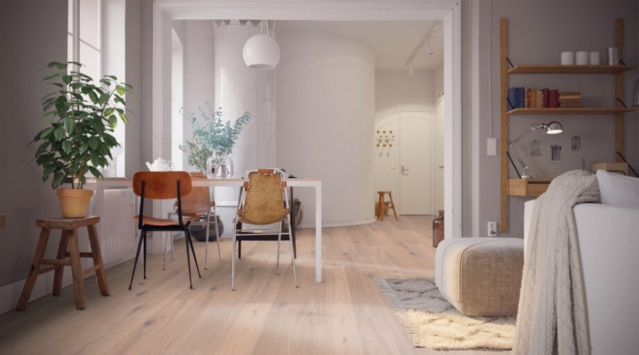 Parquet Oak Rustical 1-strip beveled brushed white oiled 148mm