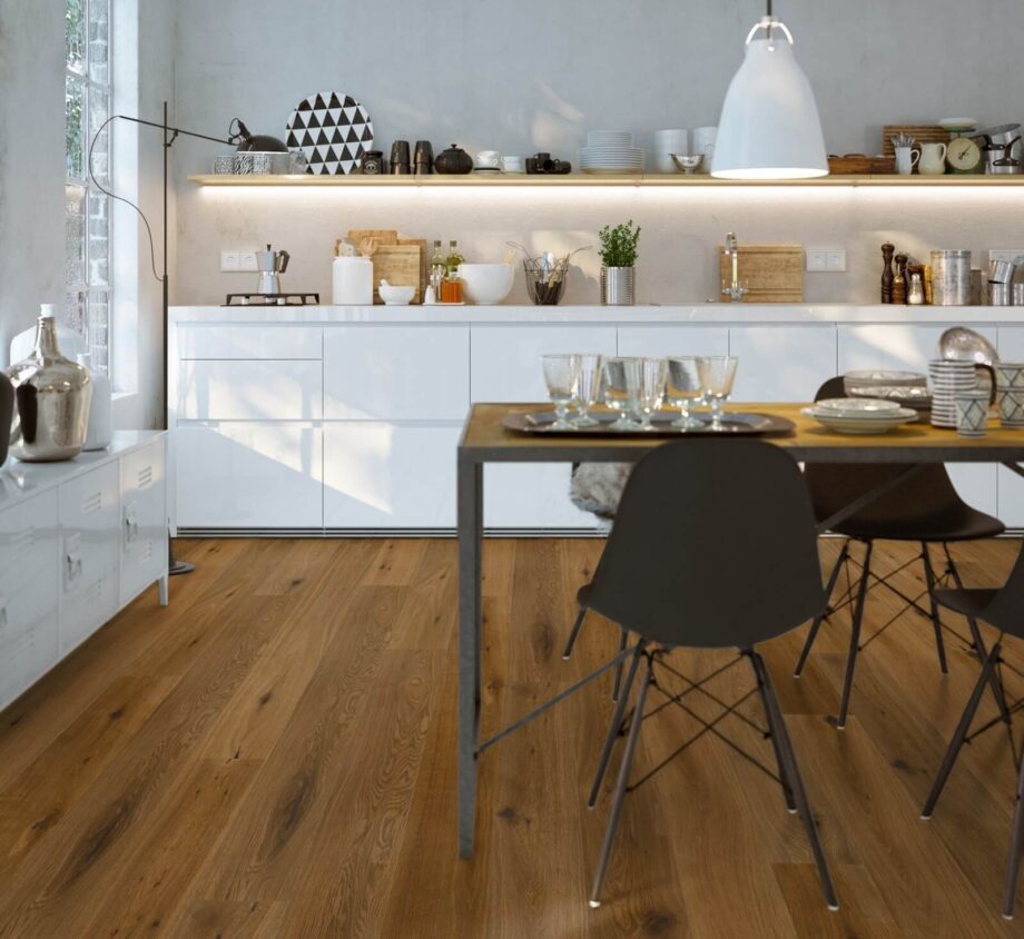 Parquet Smoked Oak Rustical 1-strip beveled brushed matt lacquered 189mm