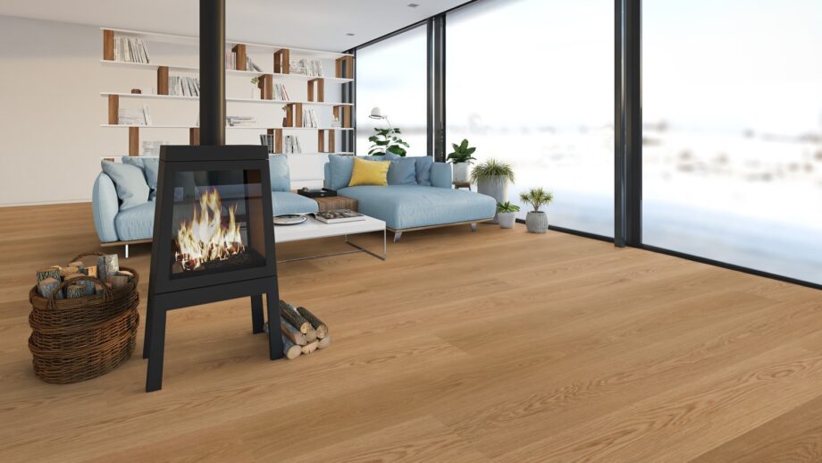 Parquet Trinity Oak Natur 1-strip beveled brushed oiled