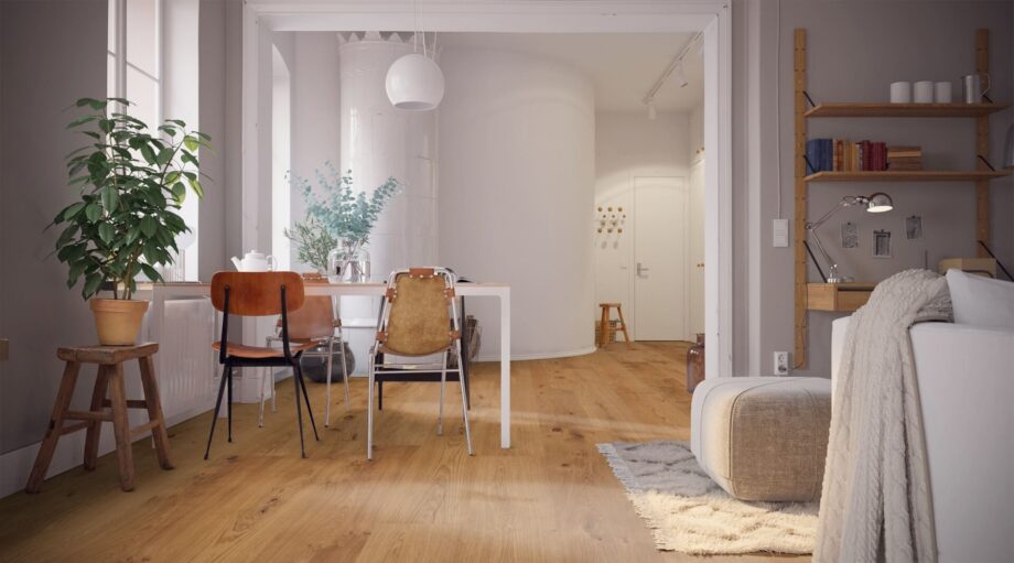 Parquet Trinity Oak Rustical 1-strip beveled brushed oiled