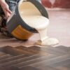 wood-floor-adhesive-pallmann-p5 Wood floor adhesive Pallmann P5 pouring onto the floor