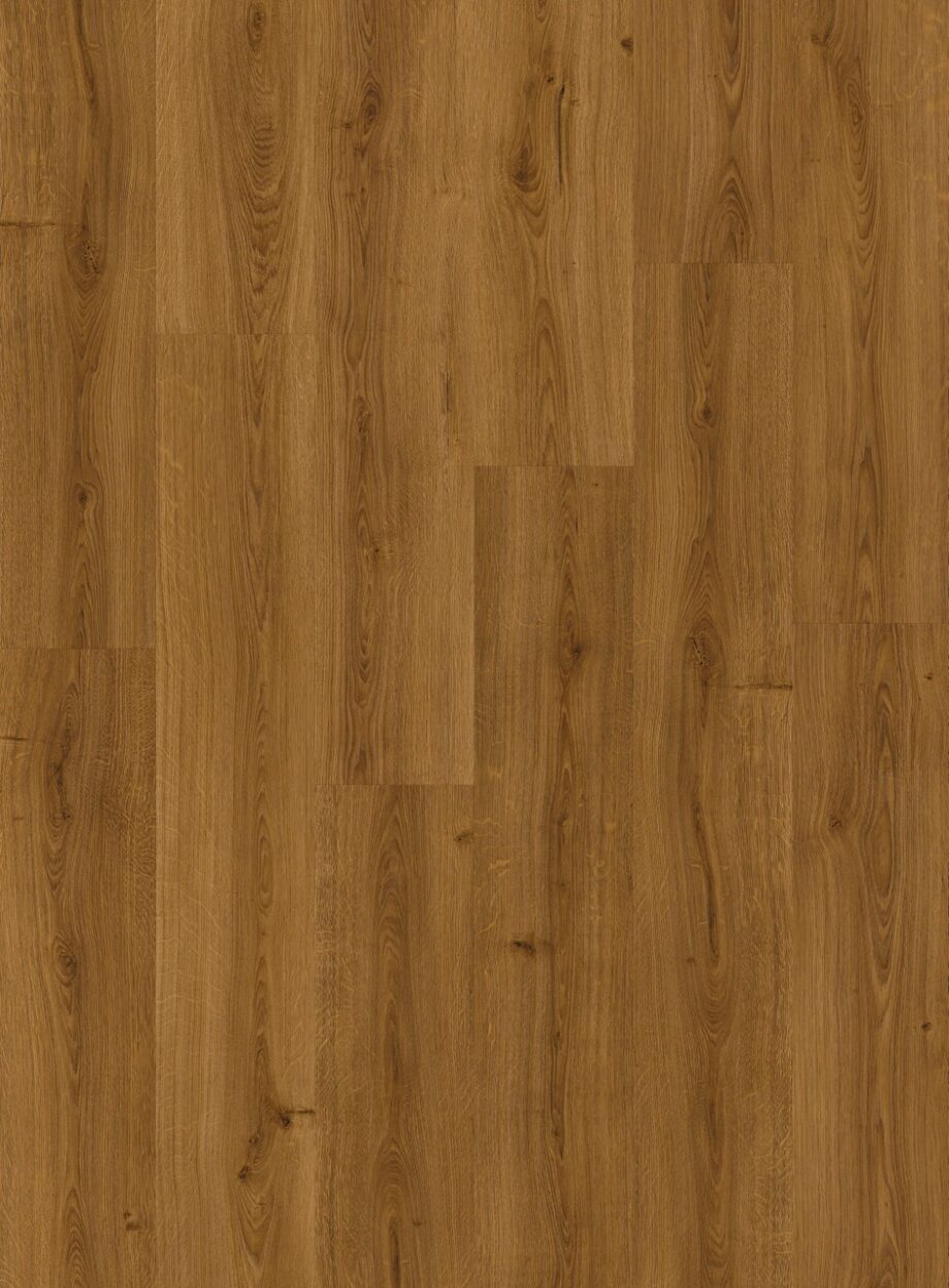 vinüülparkett-quick-step-bloom-botanic-caramel-oak Vinüülparkett Quick-Step Bloom Botanic Caramel Oak toonilt pruun ja kergelt rustikaalse tammelaua disainiga