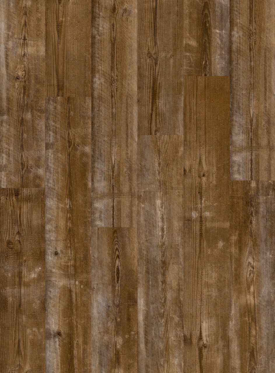 Vinüülparkett Quick-Step Bloom Sundown Pine. Pruun toon ja männi põrandalaua disain