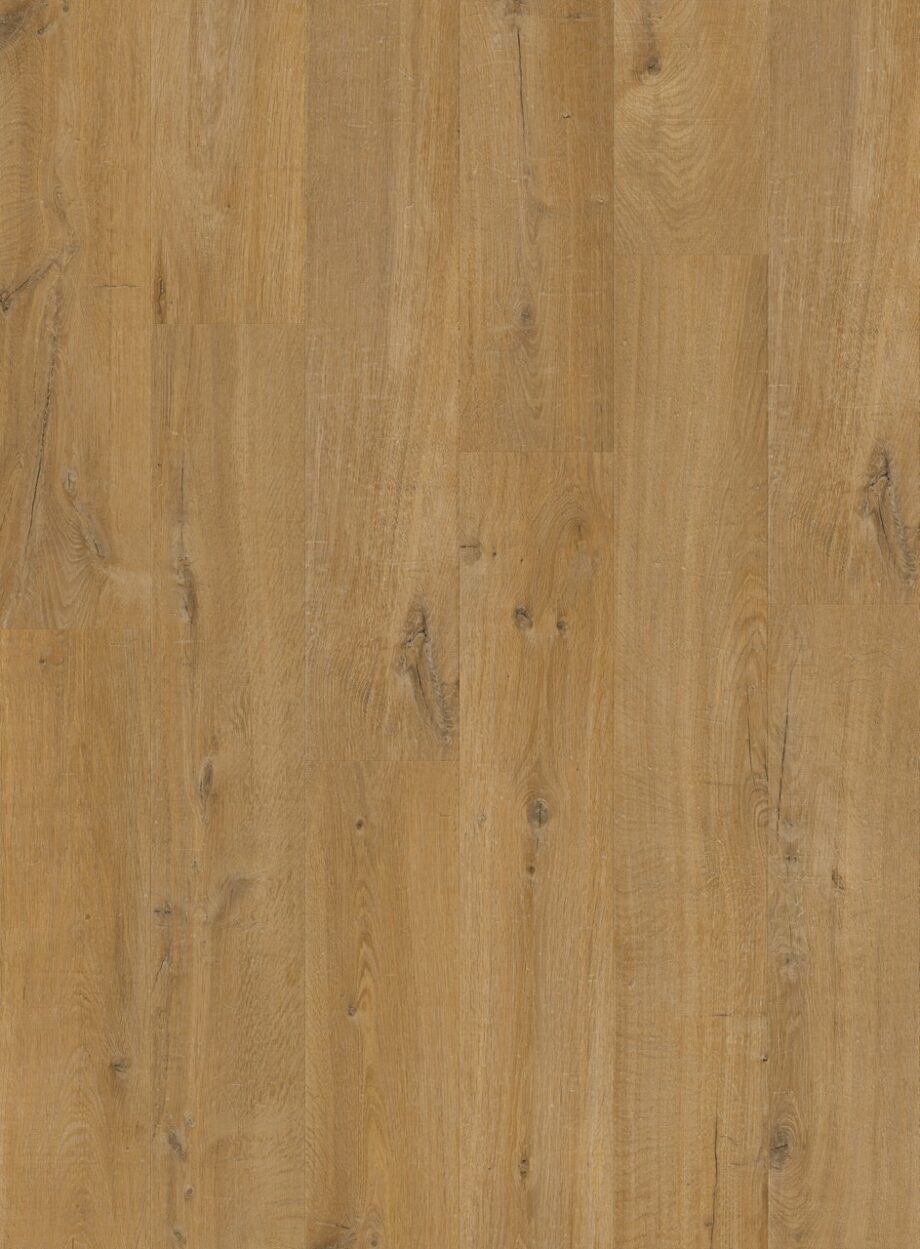 Vinyylilankku Quick Step Bloom Cotton Oak Deep Natural, syvä luonnollinen tammen sävy ja lankkudesign.